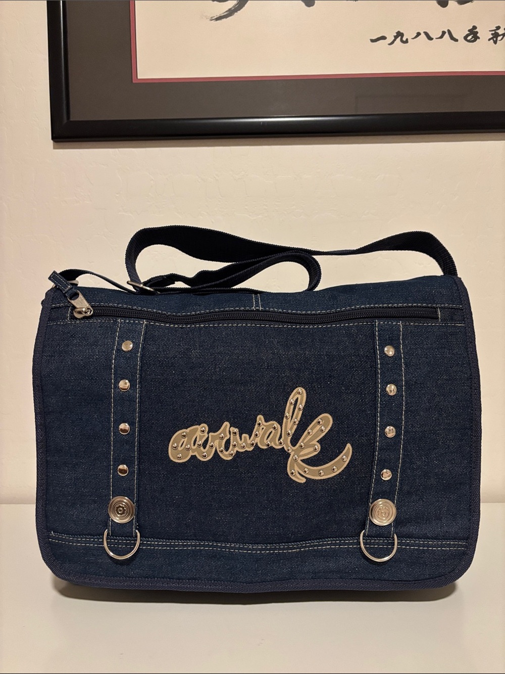 Y2K Airwalk Denim Crossbody Messenger Bag